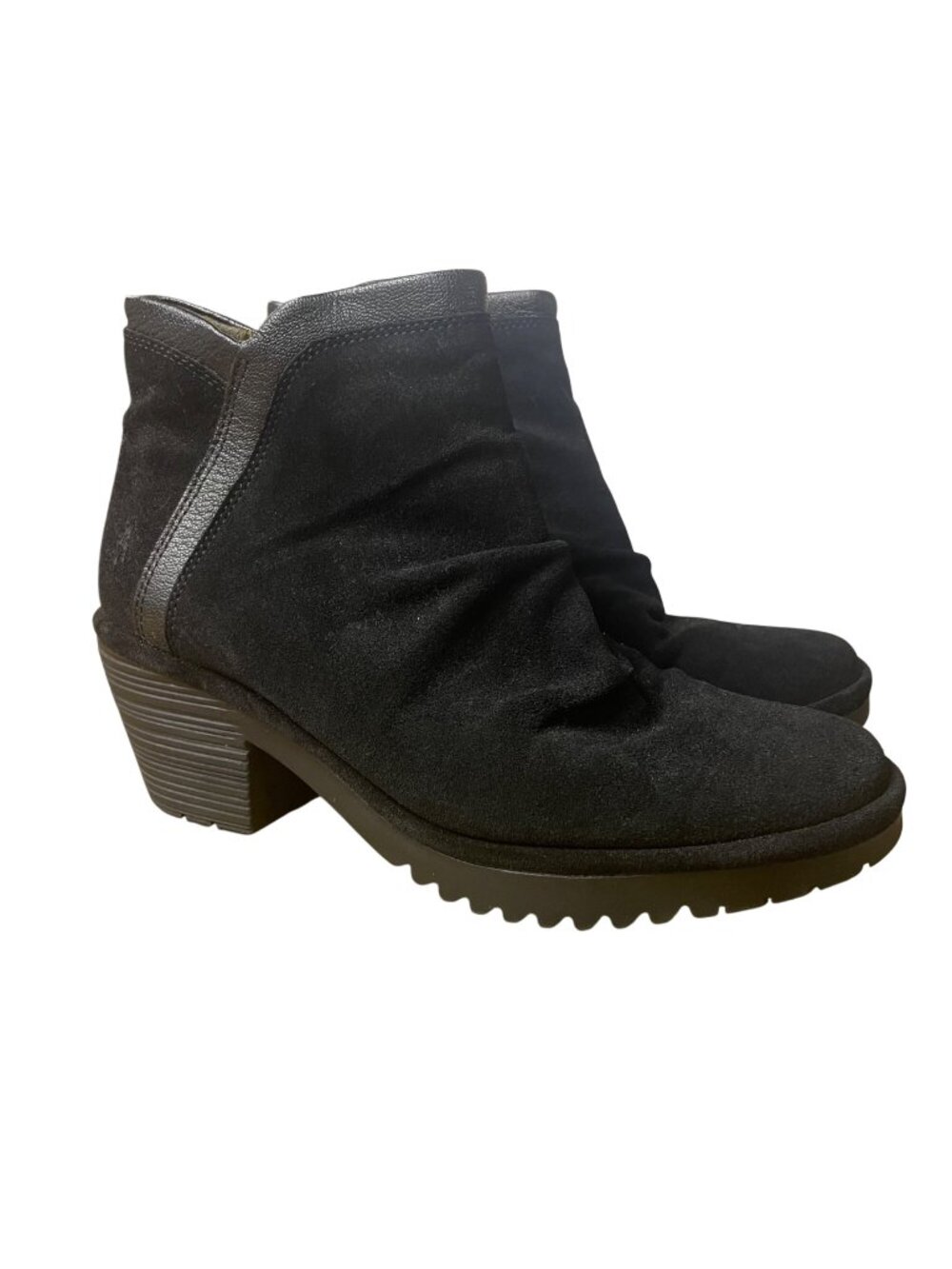 Fly London Wynn Suede Ankle Booties Sz 38 (EU) Zip Close Rounded Toe